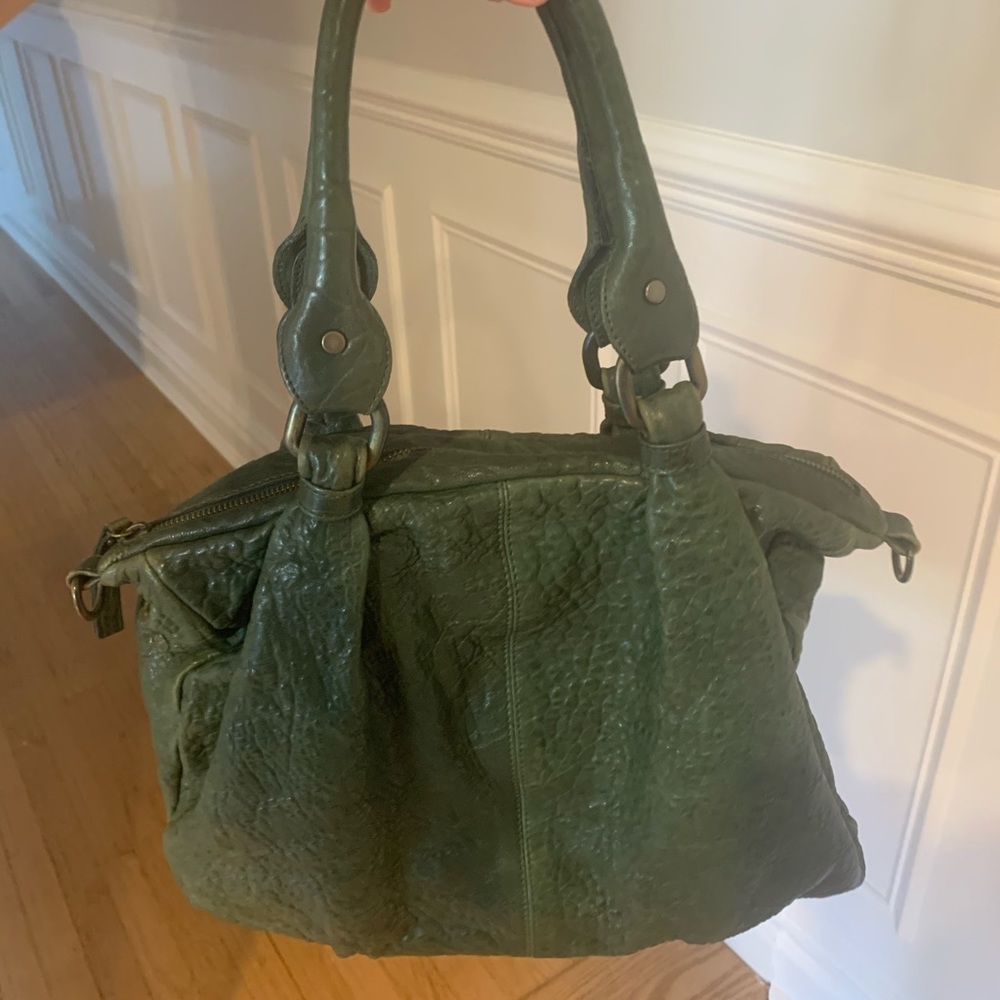 Green leather bag